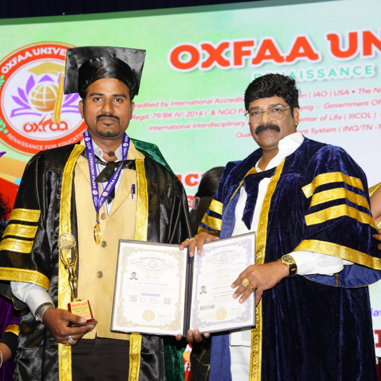 Mr.Karthik Raja Karnan honoured Doctorate in Engineering from OXFAA UNIVERSITY